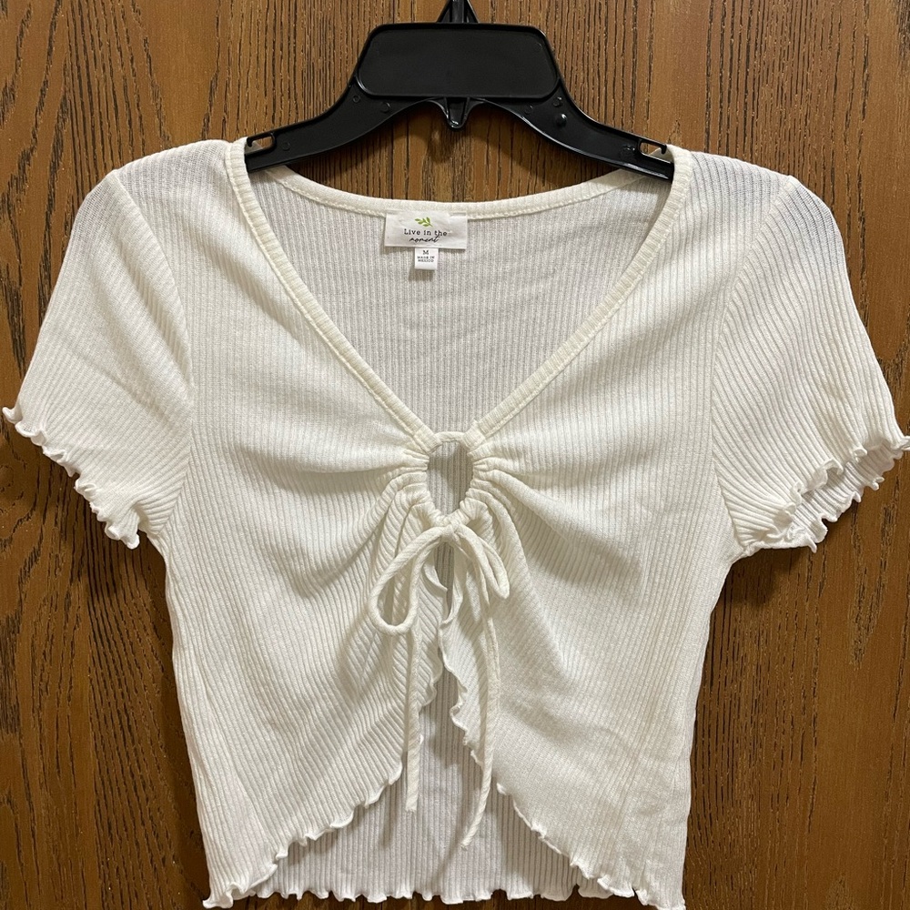 White Front Tie Crop Top
